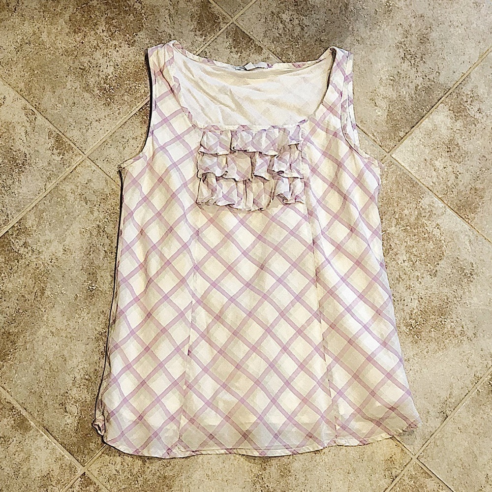 🆕 GAP lattice ruffle cotton tank top…